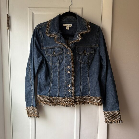 Coldwater Creek Denim Jacket with Tweed Trim - Picture 2 of 6